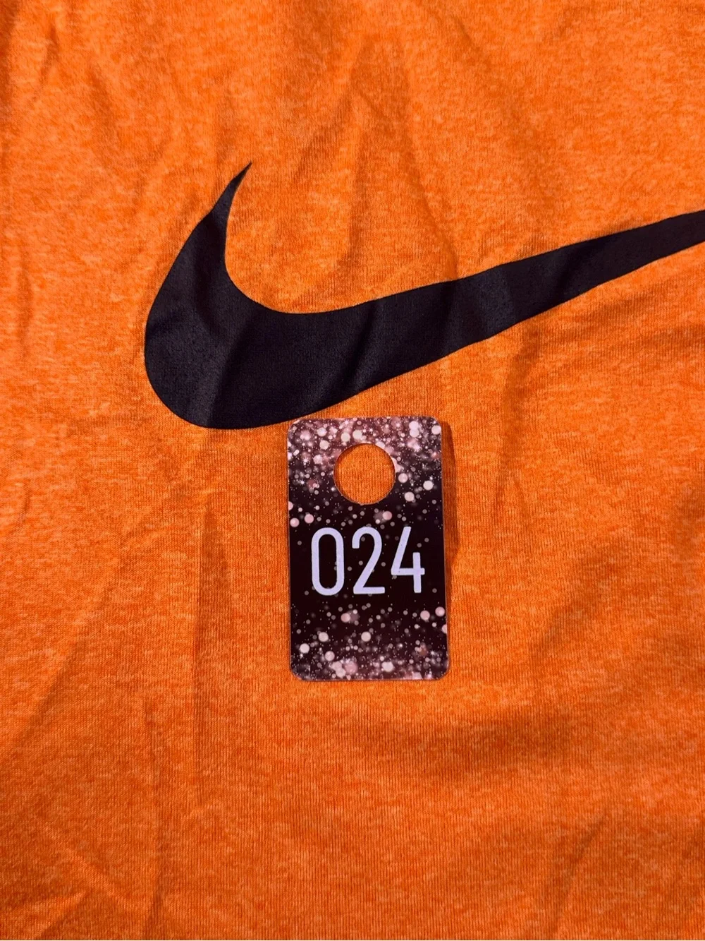 Nike Orange Short Sleeve Dri-FIT Tee with Black Swoosh